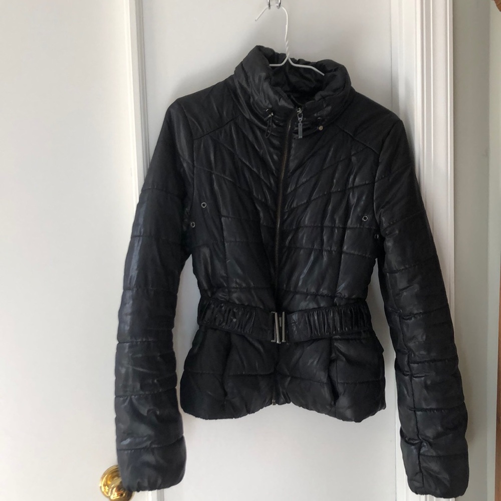 Black H&M belted puffer jacket